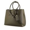 Prada Double handbag in khaki leather saffiano - 00pp thumbnail