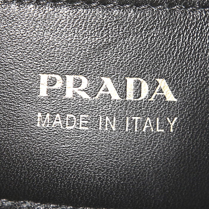 Bolso de mano Prada Double en cuero saffiano caqui - Detail D4