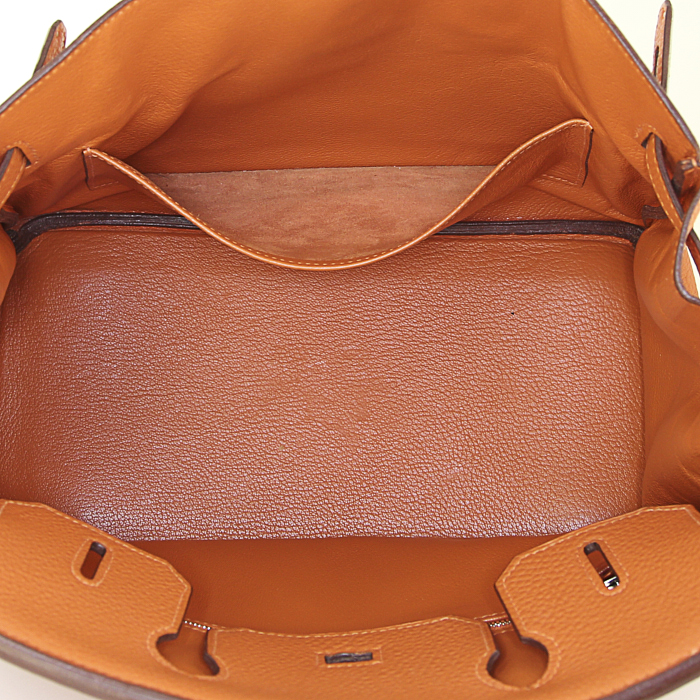 Hermes Birkin 30 cm handbag in orange togo leather - Detail D2