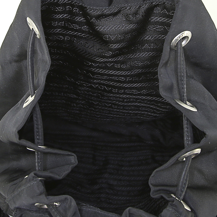 Prada backpack in black canvas and black leather - Detail D2