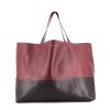 Celine shopping bag in black and burgundy bicolor leather - 360 thumbnail
