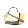 Celine Trapeze medium model handbag in taupe, yellow and white tricolor leather - 00pp thumbnail