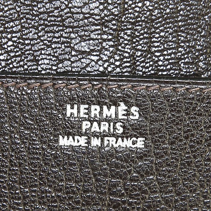 Porta-documentos Hermès Quirus en cuero marrón - Detail D3