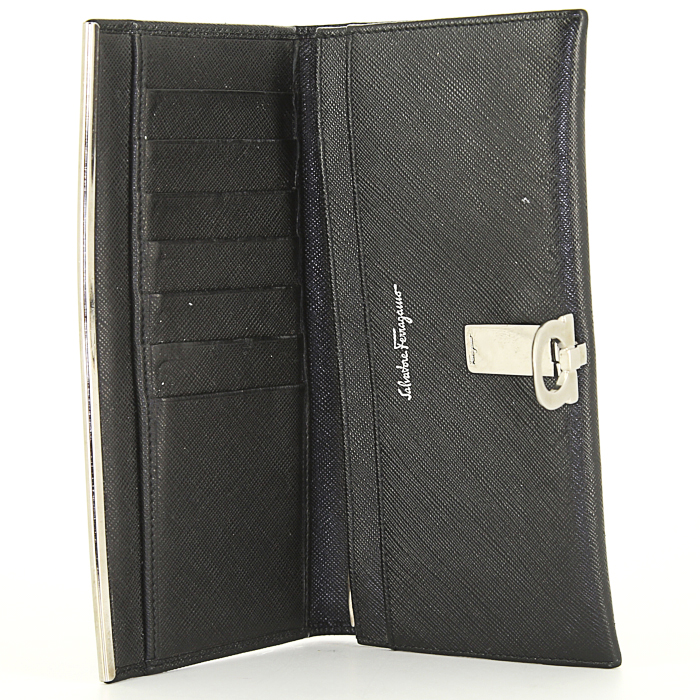 Portafogli Salvatore Ferragamo in pelle nera - Detail D2