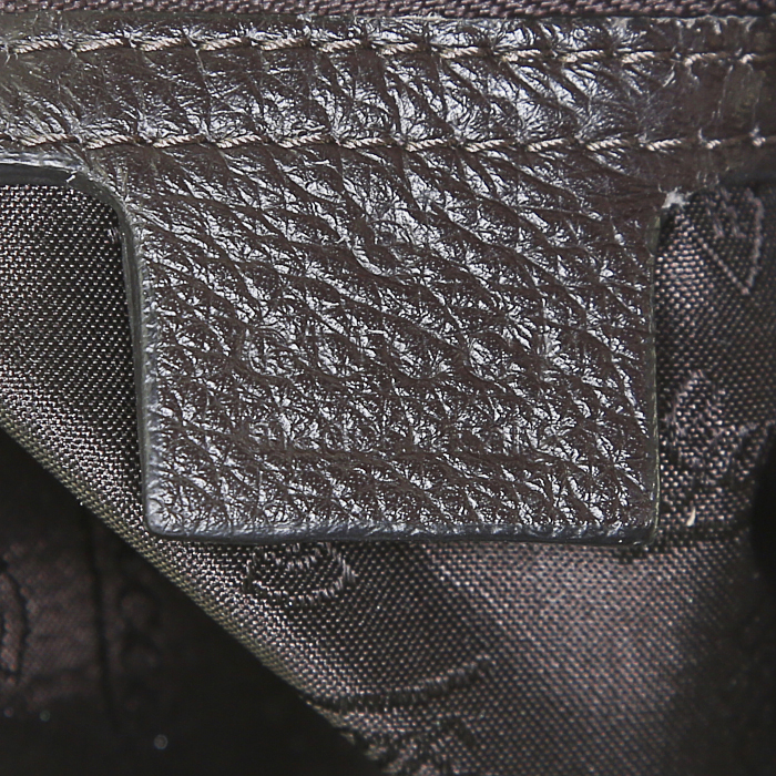 Gucci Babouska handbag in brown monogram canvas and brown leather - Detail D4