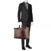 Bolsa de viaje Louis Vuitton Grimaud en lona a cuadros marrón y cuero marrón - Detail D1 thumbnail