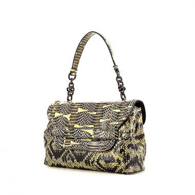Sac à main Bottega Veneta Olimpia en serpent d'eau jaune et gris