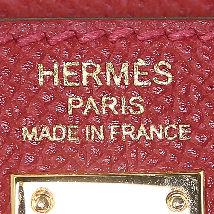Bolso de mano Hermes Kelly 25 cm en cuero epsom rojo Vif - Detail D4