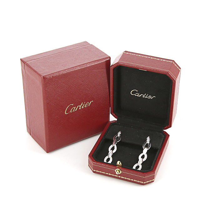 Pendientes colgantes semiflexibles Cartier Diadea en oro blanco y diamantes - Detail D2