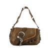 Dior Gaucho handbag in khaki and brown leather - 360 thumbnail