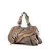 Dior Gaucho handbag in silver and brown leather and brown piping - 00pp thumbnail