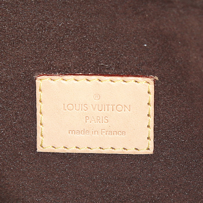 Shopping bag Louis Vuitton Metis in tela monogram marrone scuro e pelle naturale - Detail D4