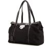 Prada Antic Buckles bag worn on the shoulder or carried in the hand in black leather and black canvas - 00pp thumbnail