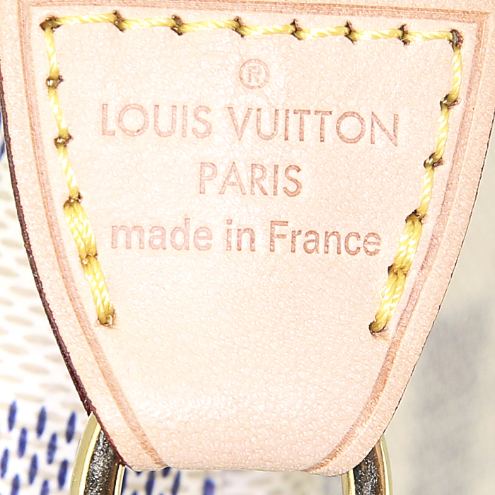 Pochette Louis Vuitton Pochette accessoires mini en toile damier azur et cuir naturel - Detail D3