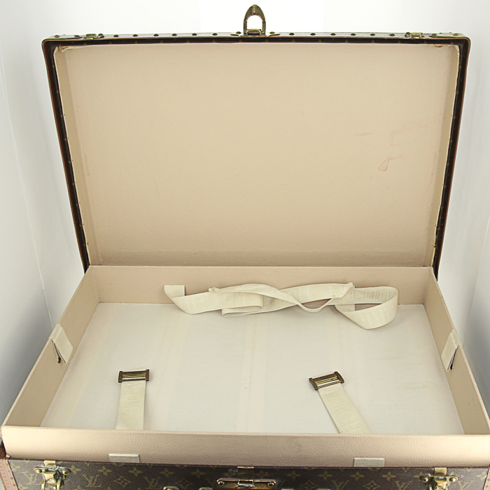 Valise Louis Vuitton Bisten en toile monogram marron et cuir naturel - Detail D2