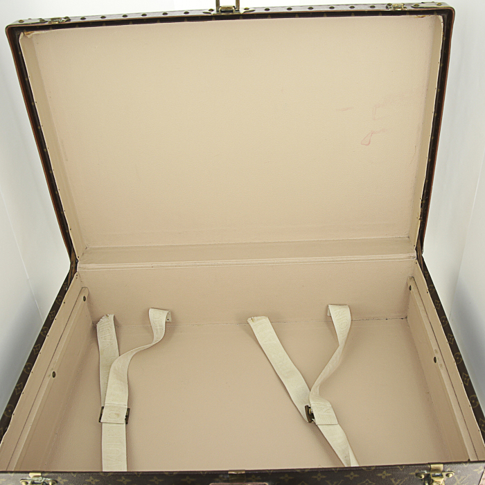 Valise Louis Vuitton Bisten en toile monogram marron et cuir naturel - Detail D3