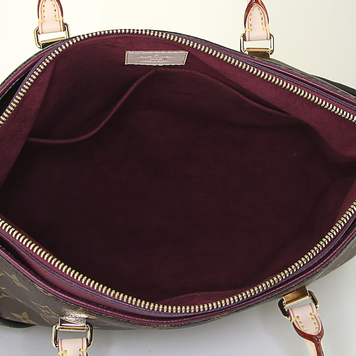 Louis Vuitton Pallas handbag in brown monogram canvas and purple leather - Detail D3