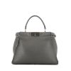 Fendi Peekaboo Selleria medium model handbag in grey grained leather - 360 thumbnail