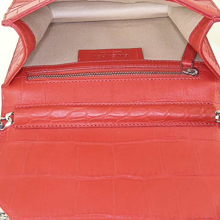 Borsa a tracolla Givenchy Shark Petit Modèle in pelle rossa simil coccodrillo - Detail D2