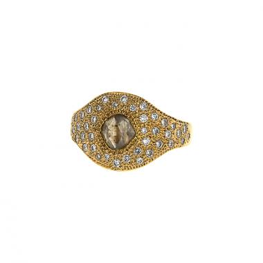Bague De Beers Talisman en or jaune,  diamants et diamant brut