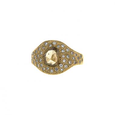 Bague De Beers Talisman en or jaune,  diamants et diamant brut