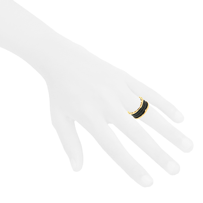 Bulgari B.Zero1 large model ring in pink gold and ceramic - Detail D1