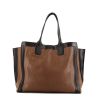 Chloé shopping bag in brown and black leather - 360 thumbnail