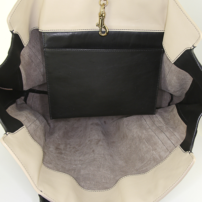 Sac cabas Chloé en cuir marron et noir - Detail D2