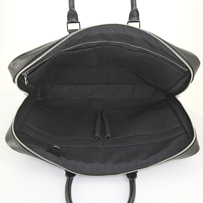 Louis Vuitton Voyage briefcase in black epi leather - Detail D2