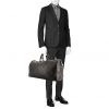 Bolsa de viaje Louis Vuitton Keepall 45 en cuero monogram huella negro - Detail D1 thumbnail