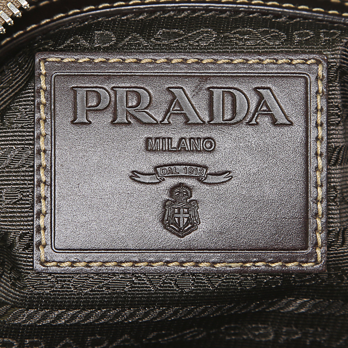 Prada briefcase in brown canvas and brown leather - Detail D3