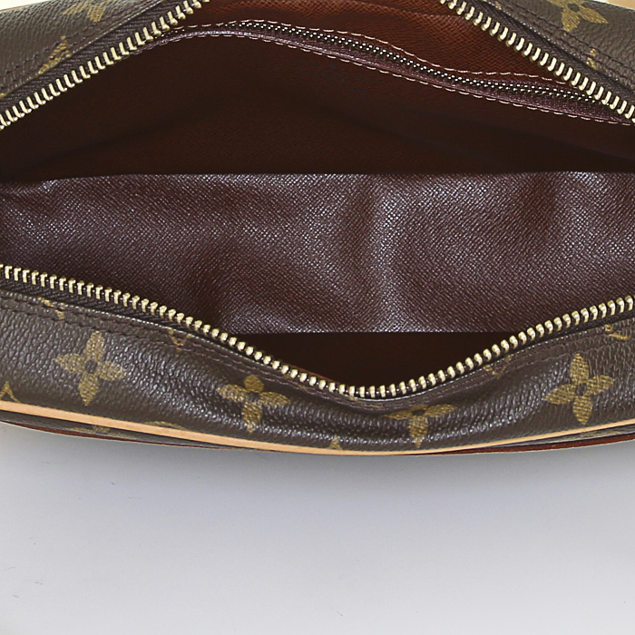 Sac bandoulière Louis Vuitton Trocadéro en toile monogram marron et cuir naturel - Detail D2