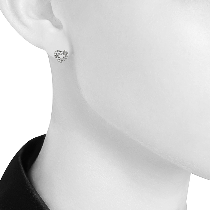 Paire de boucles d'oreilles Poiray en or blanc et diamants - Detail D1