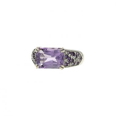 Mauboussin Ma princesse d'Amour ring in white gold,  diamonds and amethysts