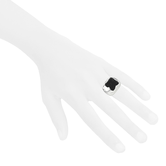 Bulgari Pyramide ring in white gold and onyx - Detail D1