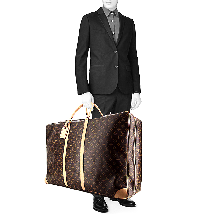 Bolsa de viaje Louis Vuitton Sirius en lona Monogram revestida marrón y cuero natural - Detail D1