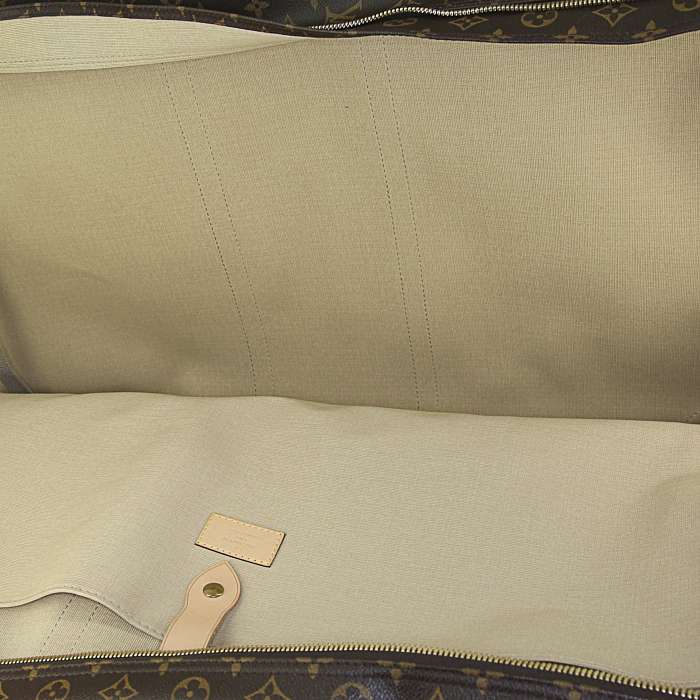 Sac de voyage Louis Vuitton Sirius en toile monogram enduite marron et cuir naturel - Detail D2