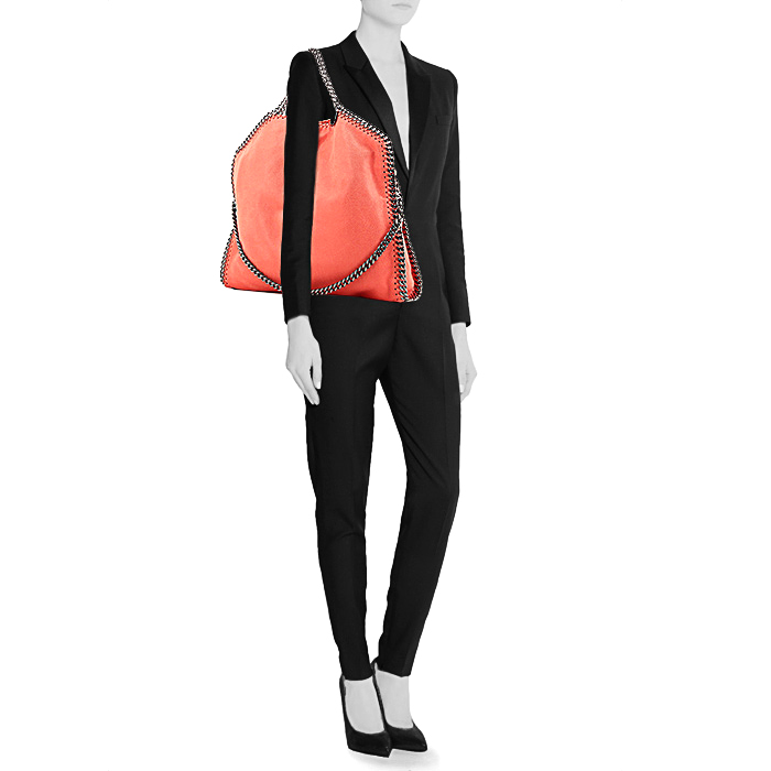 Stella McCartney Falabella handbag in coral canvas - Detail D1