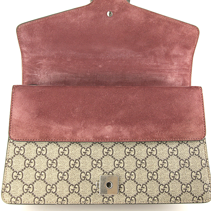 Bolso de mano Gucci Dionysus en lona Monogram beige y ante color burdeos - Detail D3