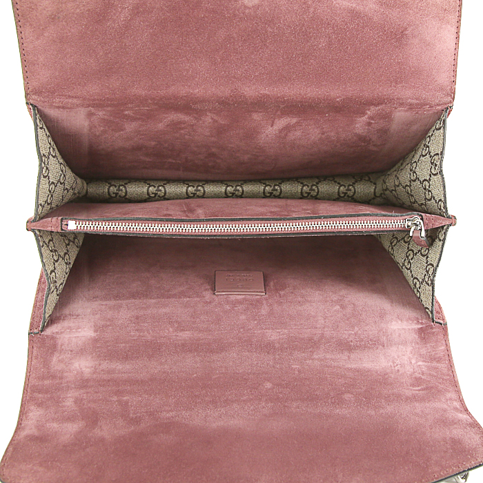 Sac à main Gucci Dionysus en toile monogram beige et daim bordeaux - Detail D4