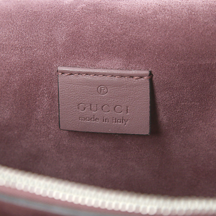 Gucci Dionysus handbag in beige monogram canvas and burgundy suede - Detail D5