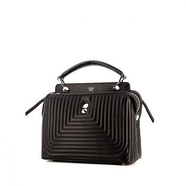 Bolso bandolera Fendi Dotcom en cuero acolchado negro