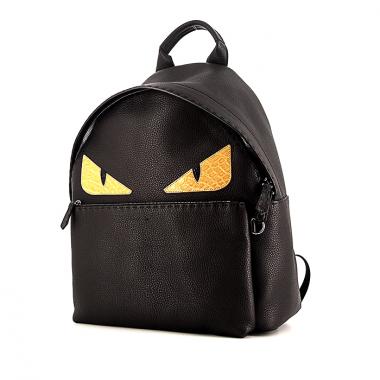 Zaino Fendi Bag Bugs in pelle martellata nera e gialla