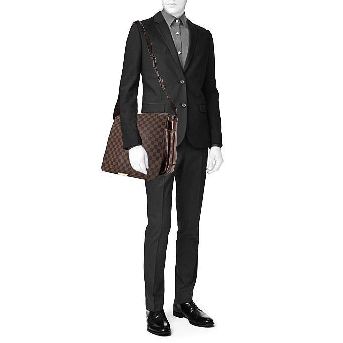 Louis Vuitton Abbesses shoulder bag in brown damier canvas and brown leather - Detail D1