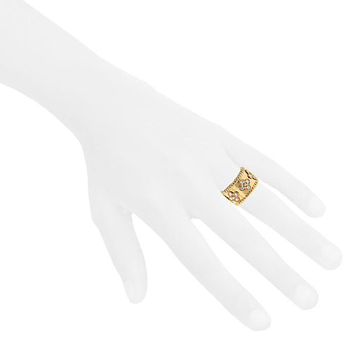 Sortija Van Cleef & Arpels Perlée en oro amarillo y diamantes - Detail D1