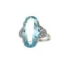 Vintage 1920's ring in platinium,  aquamarine and diamonds - 00pp thumbnail
