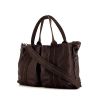 Hermes Caravane handbag in brown leather and brown canvas - 00pp thumbnail