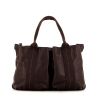 Hermes Caravane handbag in brown leather and brown canvas - 360 thumbnail