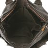 Hermes Caravane handbag in brown leather and brown canvas - Detail D3 thumbnail