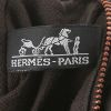 Hermes Caravane handbag in brown leather and brown canvas - Detail D4 thumbnail